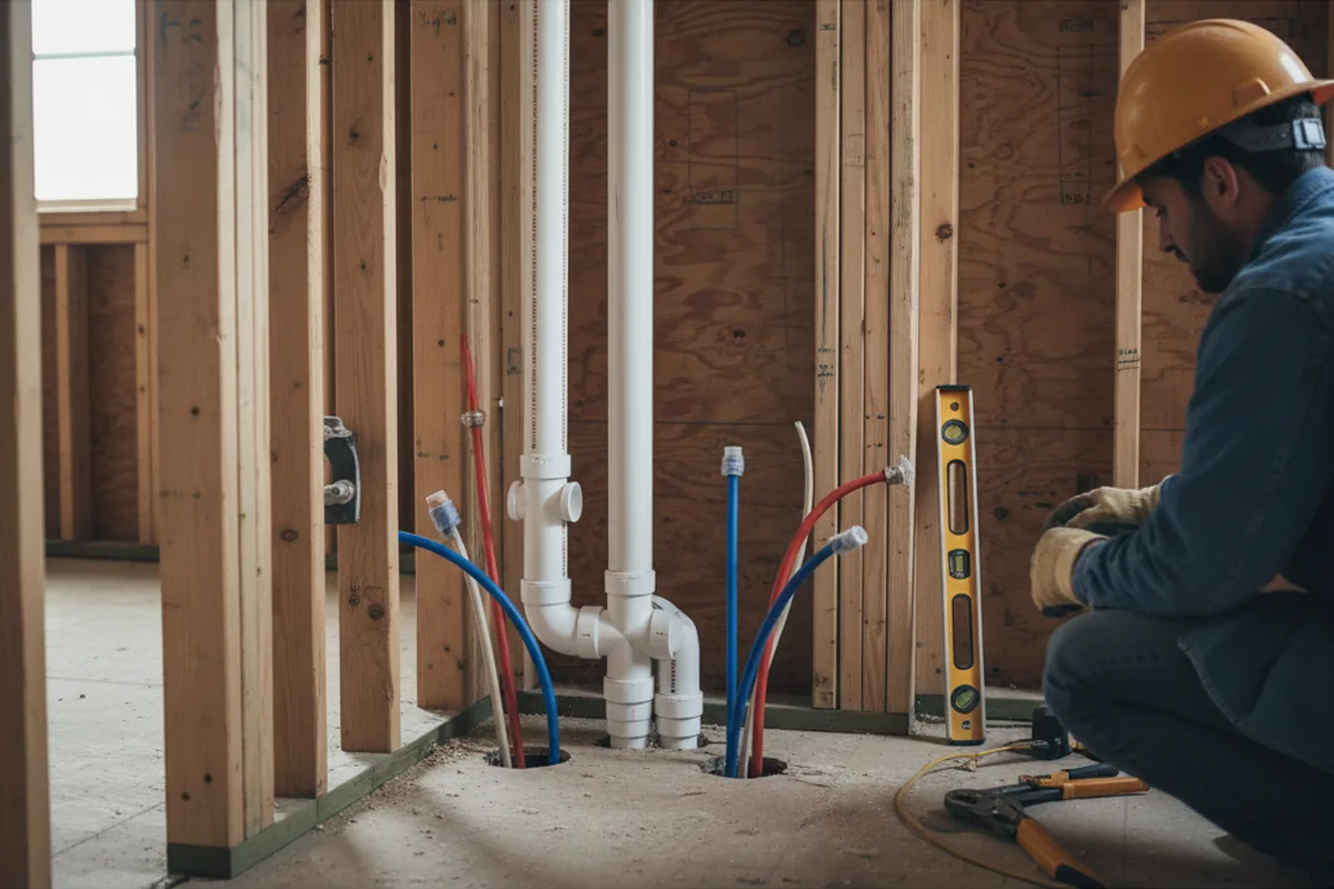 Drain and supply rough-in during Drain Cleaning in Ennis